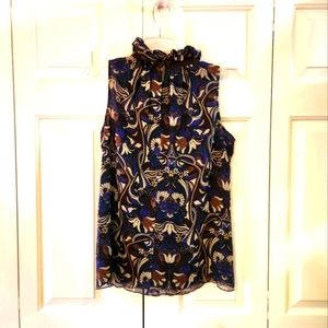 Karen Kane Sleeveless Lined Blouse. Brown, Tan, Purple, Navy and Black. Medium.